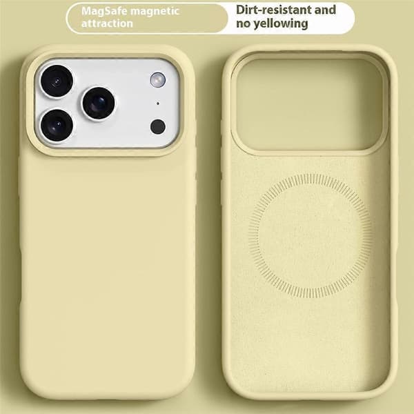 Compatible Case for iPhone 17 Pro Compatible with MagSafe Liquid Silicone + PC Phone Case (Light Yellow)