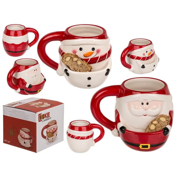 2-pack - Julmugg / Kakmugg / Mugg med fack för kakor - Jul