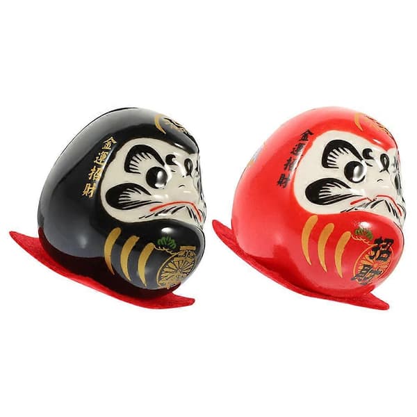 2 st Daruma-figuriner Keramisk japansk Daruma-dockstaty Rikedom Säkerhet Darma