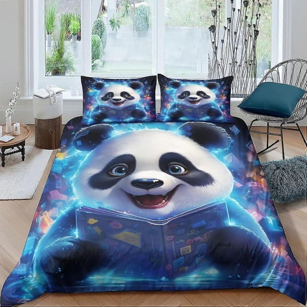 Sött jättepanda påslakanset för barn, 3-delat täcke med 3D-tryckdesign