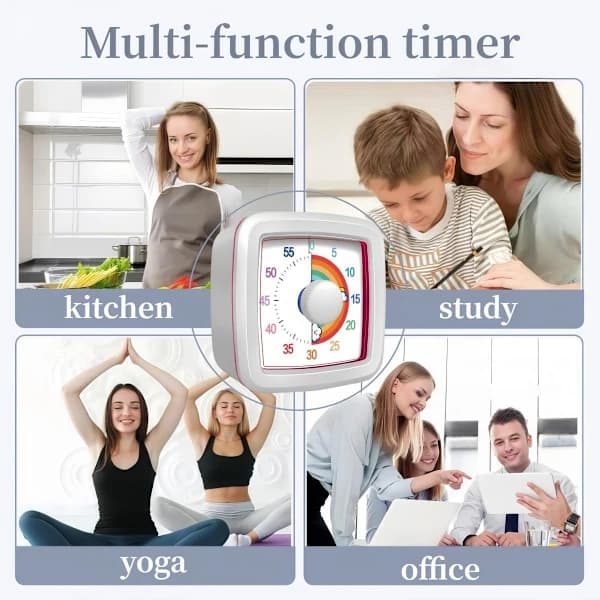Visual Timer for Kids and Adults, 60-Minute Countdown Timer for Classroom, Kitchen, Office, Pomodoro Timer Time Management Tool for Toddlers ADHD (White)