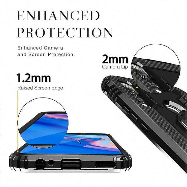 Kulfiberbeskyttelsescover til Honor 9X (Sort)
