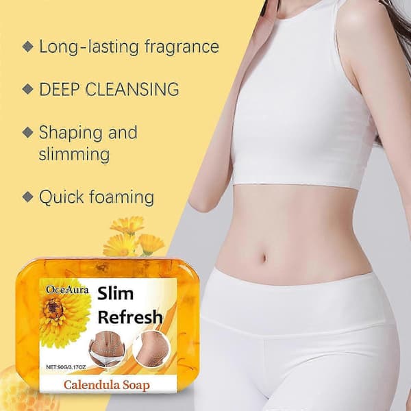 Refreshing Calendula Soap - Refreshing, Light, Gentle Skin Cleanser & Shaping Cleansing Soap