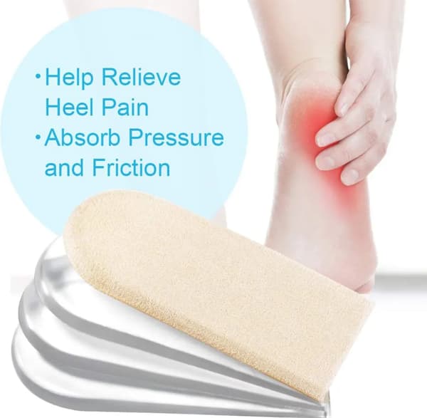 Gel Heel Support for Plantar Fasciitis, 4-Layer Heel Inserts, Heel Cushion, Adjustable Heel Lift for Leg Length Discrepancy - 1 Pair_Super Gift