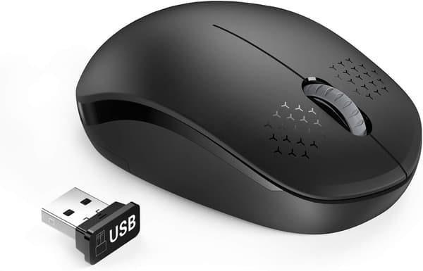 Mini Wireless Mouse, 2.4G Silent Mouse with USB Receiver - Portable Computer Mice for PC, Tablet, Laptop with Windows System (Black)
