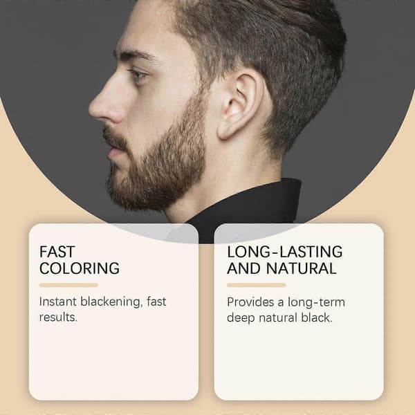Temporary Beard Dye for Men - Black, for Beard, Moustache, and Eyebrows, Water and Sweat Resistant, 30 Uses (3 pcs)
