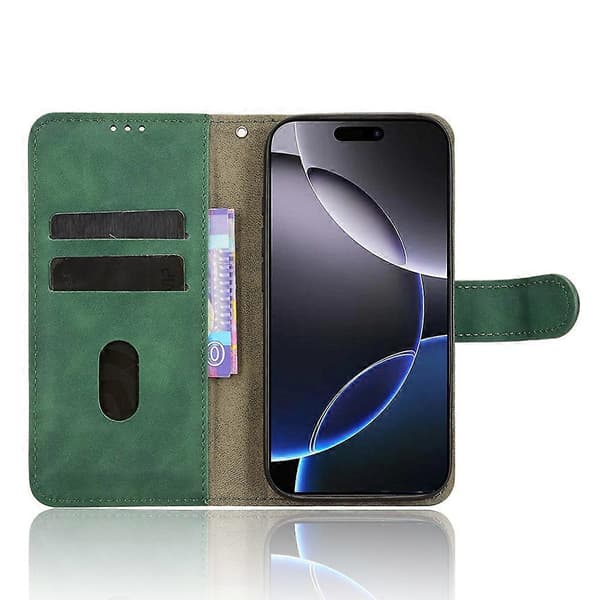 Compatible Leather Case for iPhone 17 Pro, Skin Feel, Anti-Drop, Wallet Case (Green)