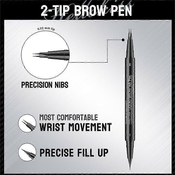 Binary Eyebrow Pencil, Waterproof and Sweatproof Wild Eyebrow Double-Headed 2-in-1 Eyebrow Pencil Liquid
