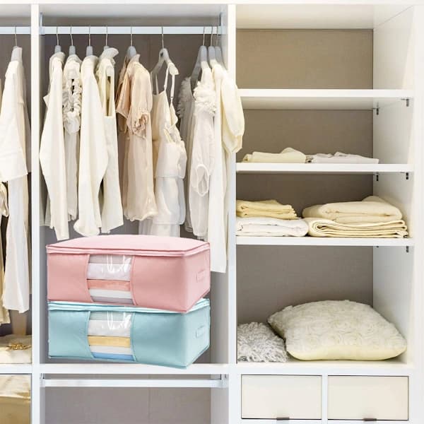 Clothing Storage Bag - Medium [Dustproof + Odorless + Skin-friendly] - Pink + Light Blue