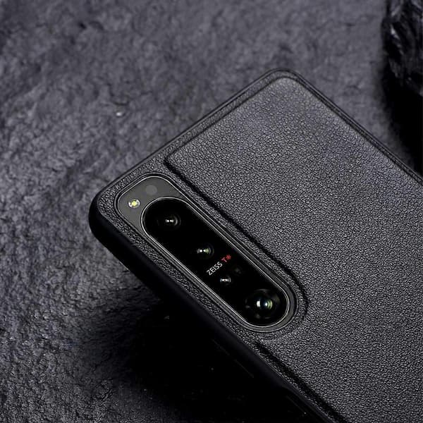 For Sony Xperia 5 II PC + Leather Texture Protective Phone Case with Metal Holder