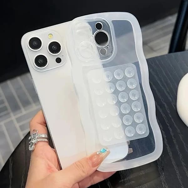Simple Creative Suction Cup Phone Case for iPhone 11 12 13 14 15 16 Pro Max Plus Full Protection Anti-fall Mobile Phone Protective Case Black