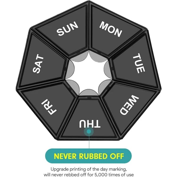 Weekly Pill Box, Portable with Large Separate Compartments