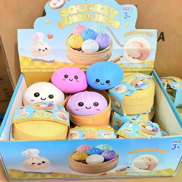 Dumplings Squishy, Glitter Dumpling Squishy, Mykeste Dumplings med Dampboks, Tilfeldig Farge, Ikke-Spiselig B