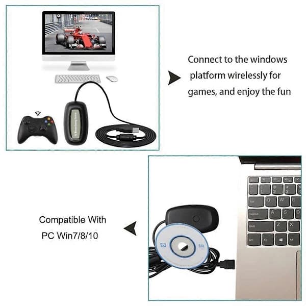 For Xbox 360 Wireless Gamepad PC Adapter USB Receiver Supports Win7/8/10 System for Microsoft Xbox36