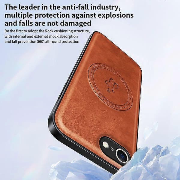 Magnetic Case for iPhone 16e PU + TPU + PC Back Shockproof (Brown)