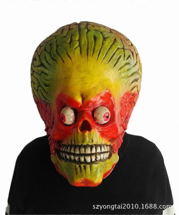 Latexmaske Mars Attack Martian Zombie Demon Hodeplagg for Halloween Cosplay Red