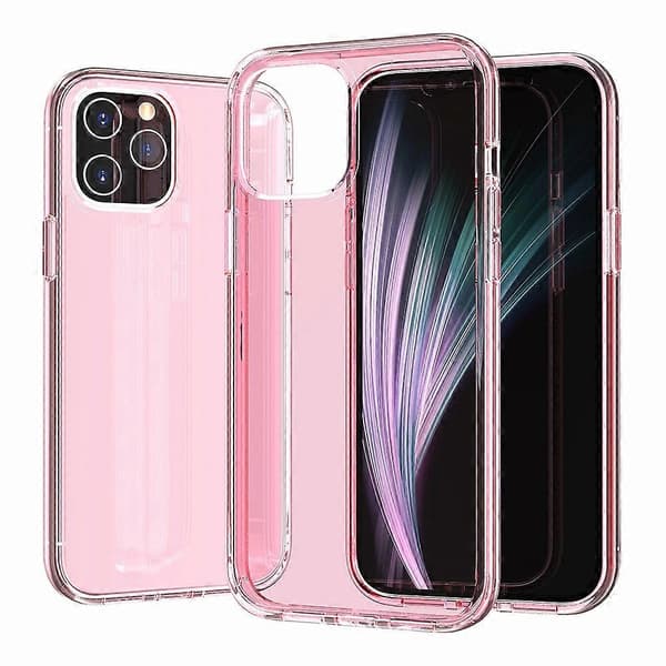 Case for iPhone 11 Pro Max PC+TPU Shockproof Transparent Mobile Case (Transparent Pink)