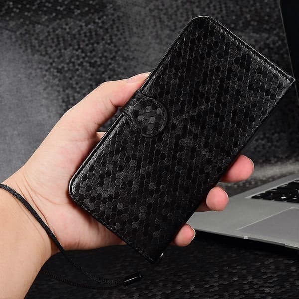 Wallet Case with Dot Pattern for OnePlus Nord 5 5G, PU Leather Phone Case with Wrist Strap (Black)
