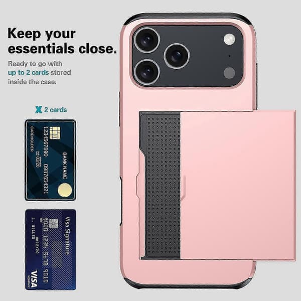 Til iPhone 17 Pro Max Cover Kortholder TPU PC Telefon Bagside (Sølv, Sølv)