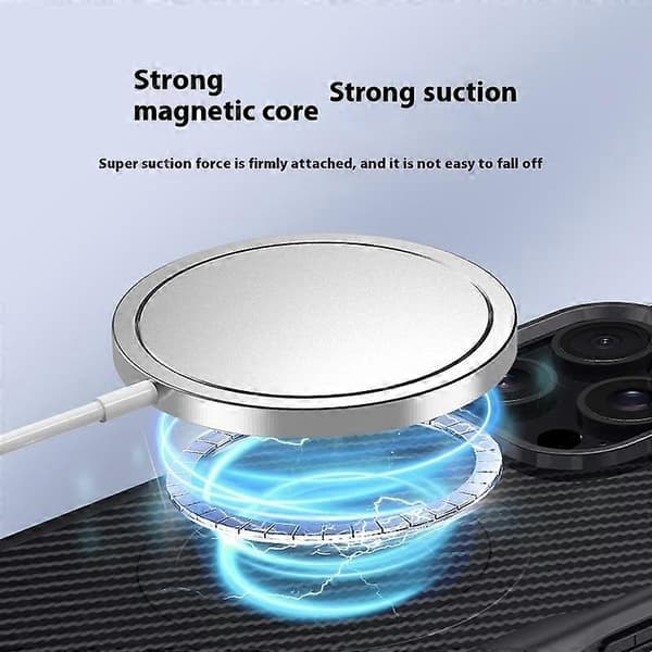 Case for iPhone 15 Pro Compatible with MagSafe Carbon Fiber Texture Leather Coated PC+Silicone Protective Case (Grey)