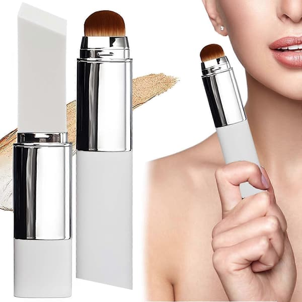 Color-Changing Double-Sided Foundation Stick with Brush and Concealer, Long-Lasting Moisturizing Dark