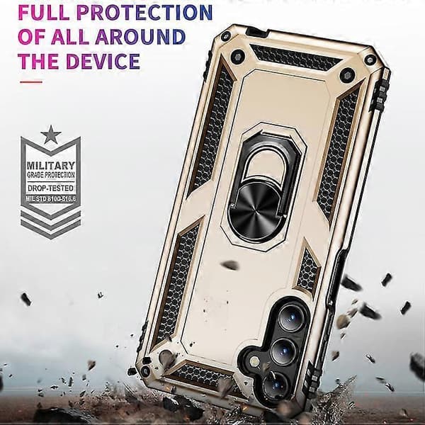 Støtsikkert TPU + PC mobildeksel til Samsung Galaxy A15 (Gull)