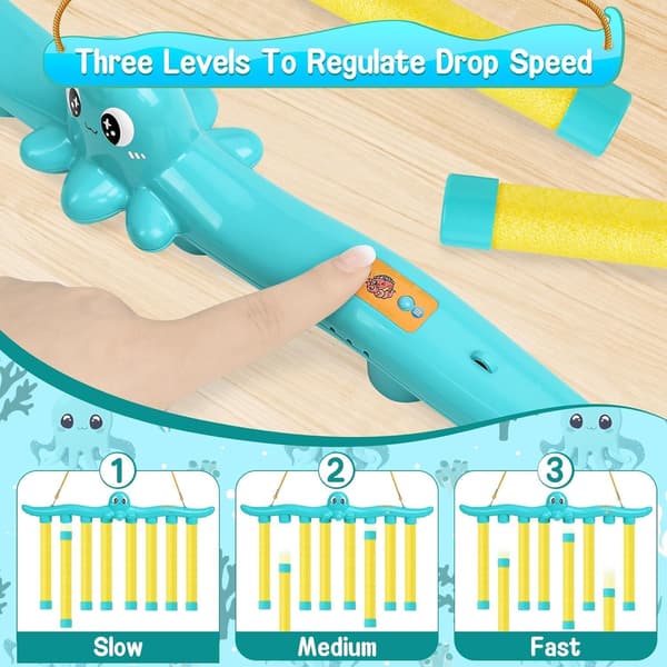 Reaction Training Toy, Challenge Game, 3 Adjustable Speed Drop Stick Game, Hand-Eye Coordination Quick Reaction Training Toy for Birthday