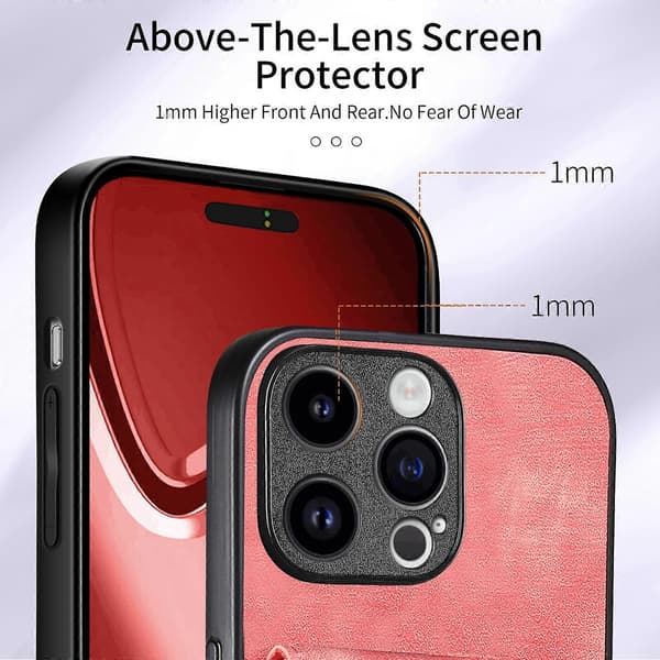 Kortholderdeksel for iPhone 15-serien (Rosa, iPhone 15 Pro Max)