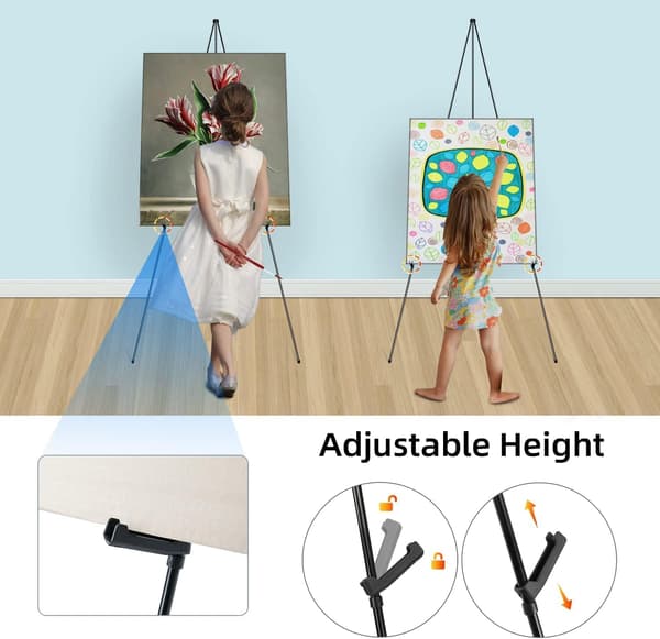 Black Easel - Portable, Foldable Display Stand for Posters, Signs, Artwork, and Canvases