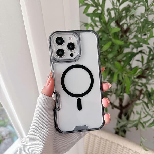 Case for iPhone 16 Pro Max Compatible with MagSafe TPU PC Detachable Phone Case (Transparent Black)