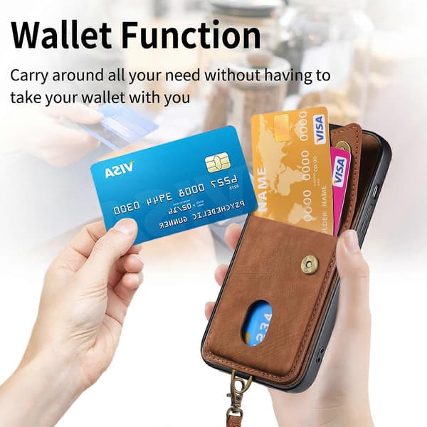 Card Holder Case for iPhone 15 Series (Brown, iPhone 15 Pro Max)