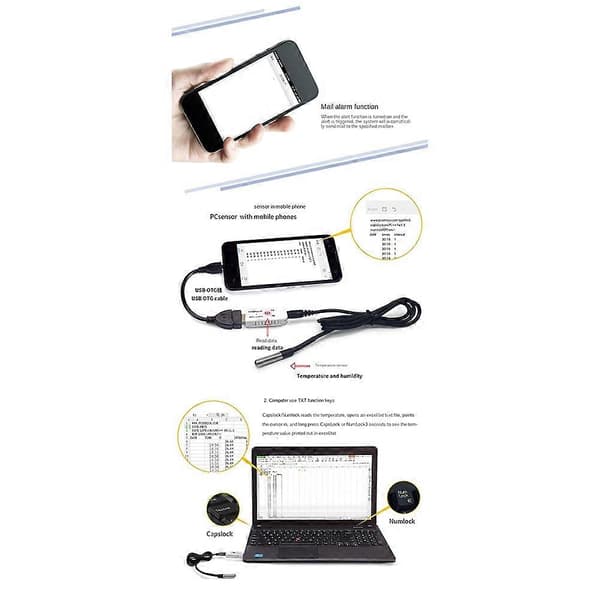 USB Termometer Datamaskin Temperatursensor Temperaturprobe Akvarium Industri Fjernmonitor Gull TEMPer Gold temper