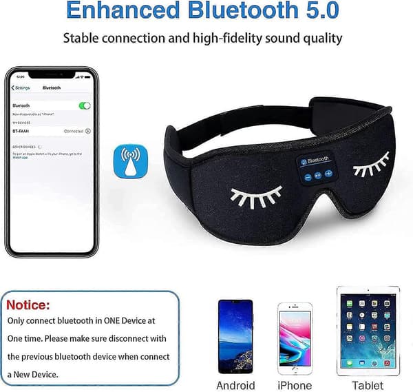 Trådløse sovehodetelefoner med Bluetooth-søvnmaske