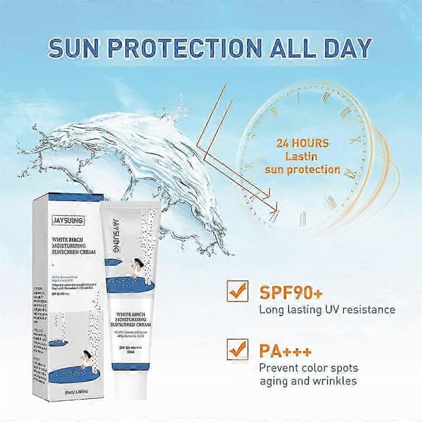 3X 50ml Birch Sap Moisturizing Sunscreen Spf50+ Refreshing Non-Sticky Facial Isolation Sunscreen