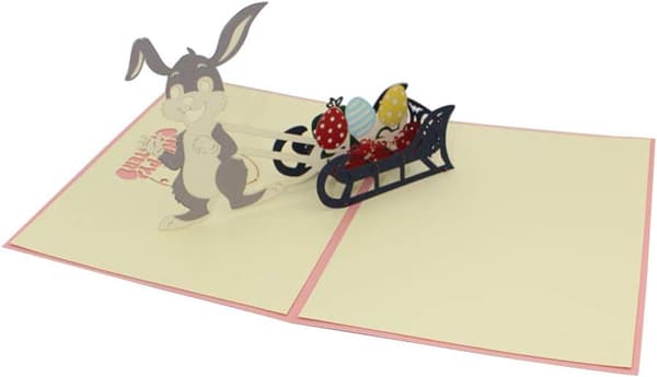 1 stk påskehilsenbrev trykt kaninkort 3D