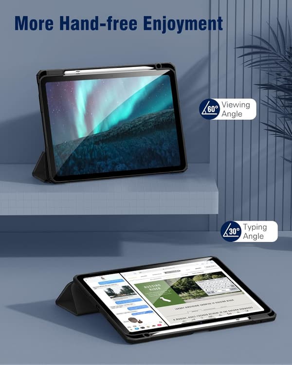 iPad 11 (2025) Case with Pen Holder, Slim Protective Case & Auto Wake/Sleep Black