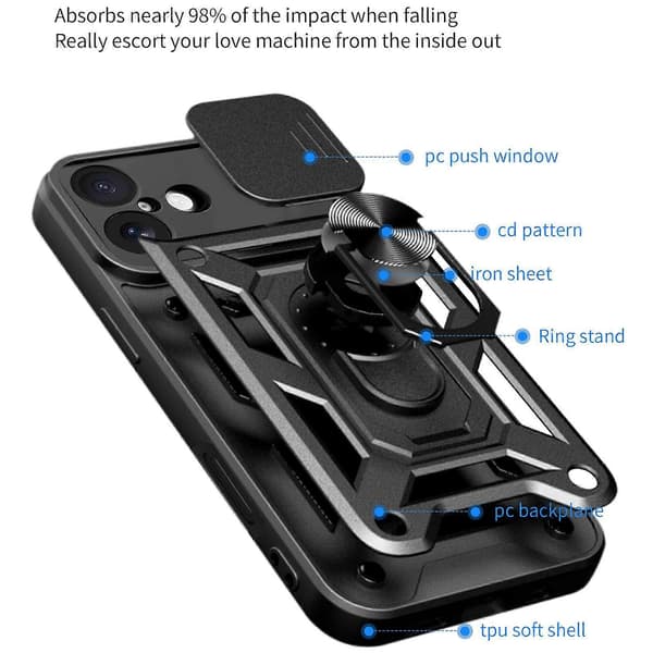 Skydbart kameradæksel Design TPU+PC Telefoncover (Til iPhone 17)