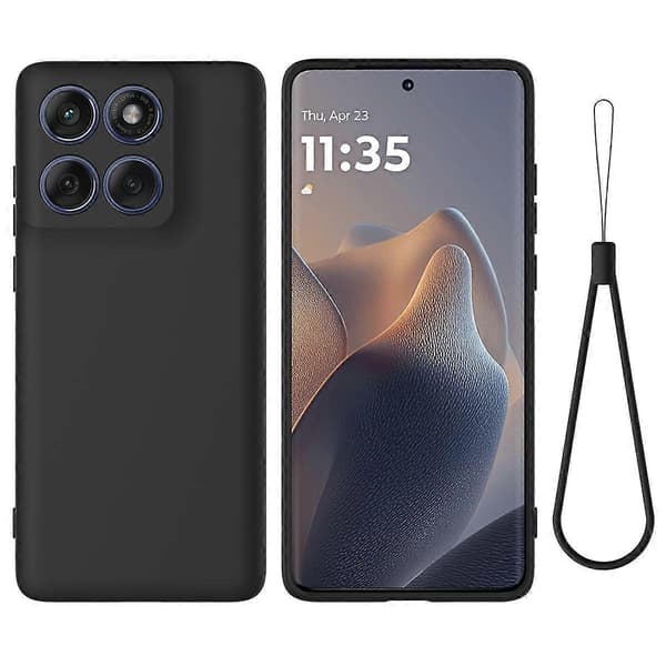 Liquid Silicone Case with Hand Strap for Motorola Edge 60s 5G (Black)