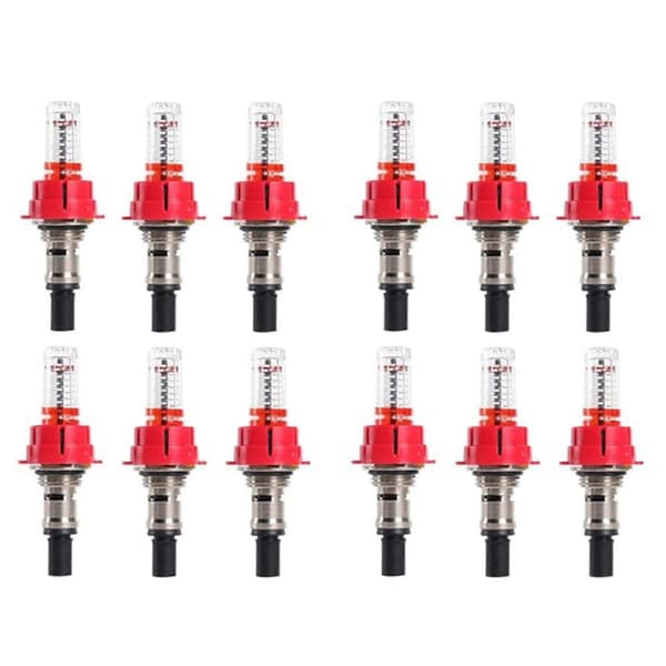 12 stk. Fordelerrør til gulvvarme, visuel flowovervågningsregulator til gulvvarmesystemer (1/2) Red