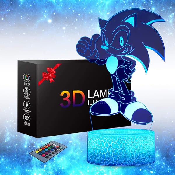 (AZC) Sonic The Hedgehog 3D Natlampe, Sonic Legetøj Animelampe 16