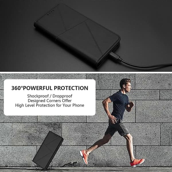 Compatible Wallet Case for iPhone 17 Pro Max, Magnetic Closure, Leather Flip Phone Case with Stand (Black)