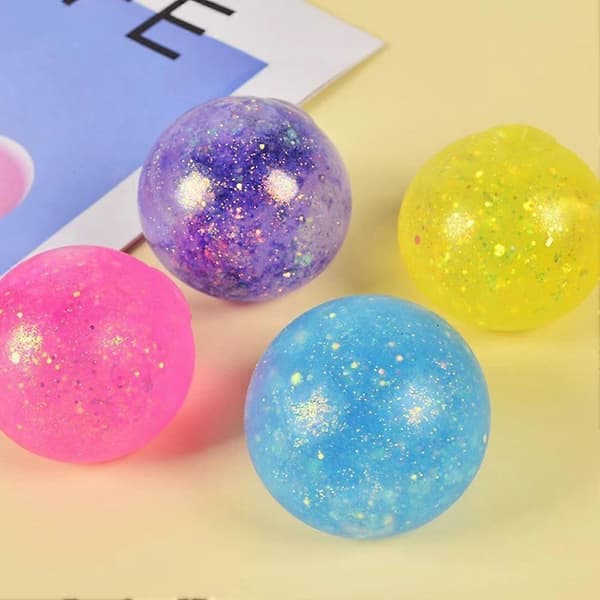 Glitter Maltose Squishy Legetøj 6Cm Tpr Til Stresslindring Sensorisk Leg Blue ball