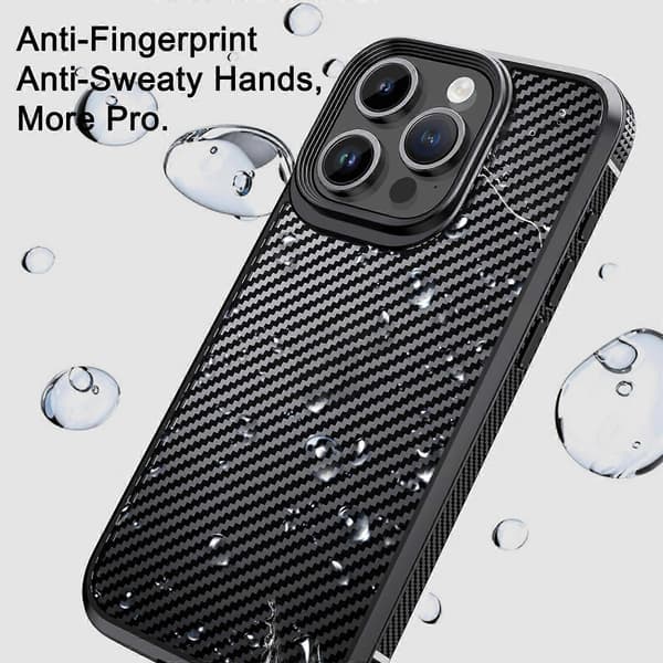 iPAKY MG-serien Kolfiber PC + TPU Skyddande Telefonfodral För iPhone 15 Pro