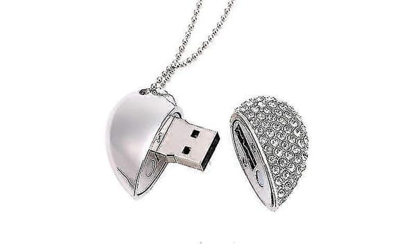Heart-shaped Diamond USB Flash Drive (silver 32GB), Advanced Heart Diamond High-Speed USB 3.0 Flash Data Storage Device Memory Stick -ZZ