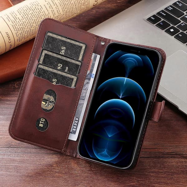 Compatible PU Leather Zipper Wallet Case and Stand for Honor X5c Plus (Brown)