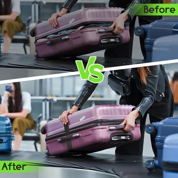 Extended Luggage Straps, 2-Pack, Adjustable, with Quick Release Buckles, Identification Strap for Travel/Air Luggage (Black)