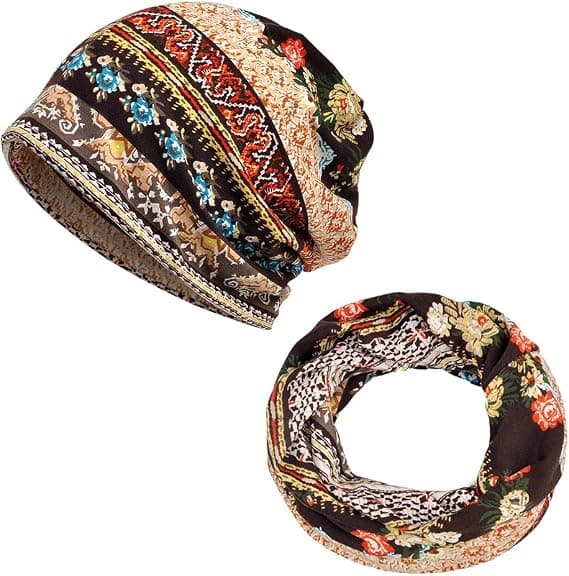 2-pack knitted headscarf style beanies, chemotherapy caps