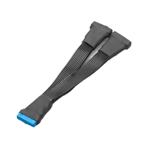 2X Bundkort USB 3.0 19PIN Header 1Til2 Forlænger Splitter 19Pin 20Pin Intern Forlænger Header Adapter Kabel 15cm Black