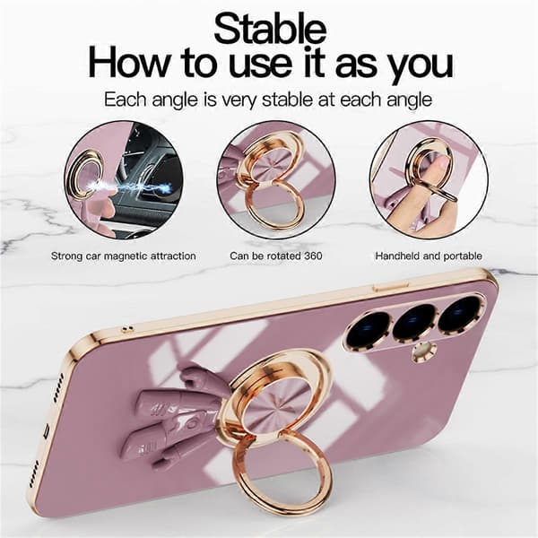 Case for Samsung Galaxy S25 with Astronaut Ring Kickstand 6D Electroplating TPU Phone Case (White)