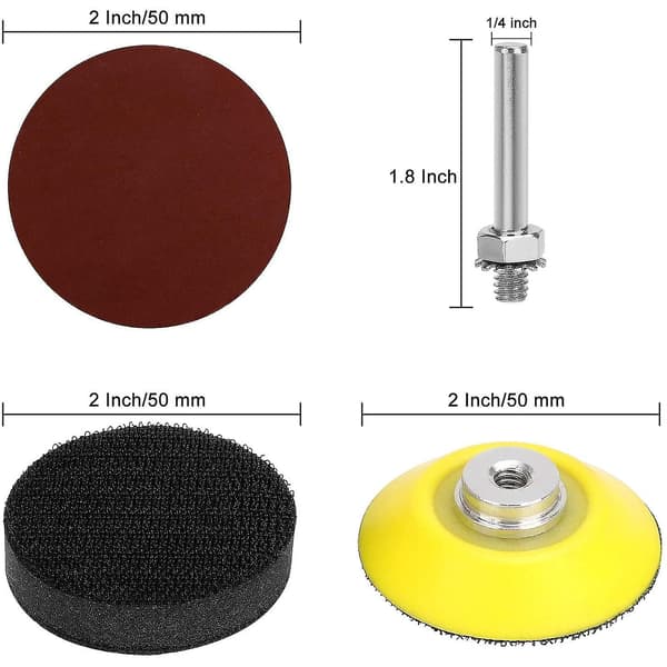 200 pcs Hook and Loop Sanding Discs, 50 mm, with Foam Buffer, Sandpaper with Various Grits